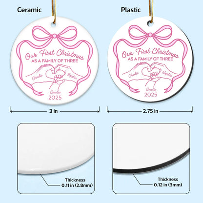 Our First Christmas as a Family of Three Ceramic Ornament, 2025 Family Keepsake