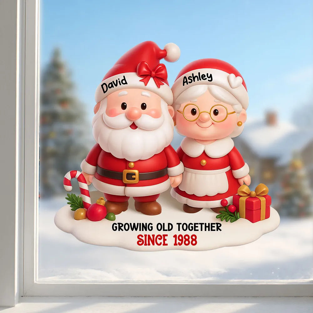Sticker Decal with Christmas Couple Santa Design, High Clarity, Fun Gift for Holiday Decoration