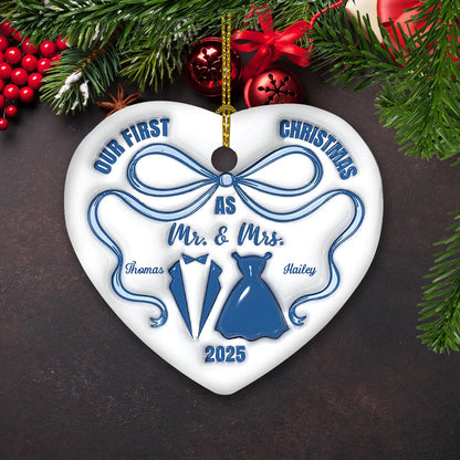 Ceramic Heart Ornament for Newlyweds, Smooth Finish, High-Quality Keepsake Gift for Lovers