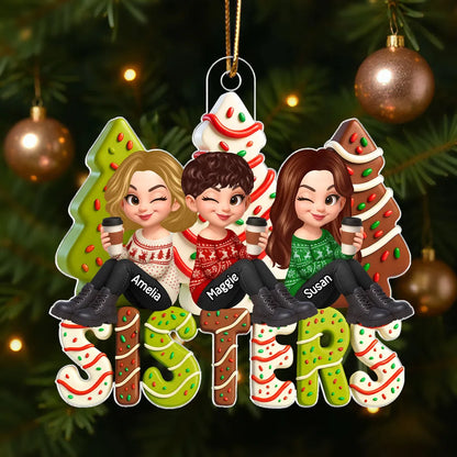 Acrylic Ornament with Fun Cartoon Besties Design, Christmas Tree Decoration, Perfect Friendship Gift