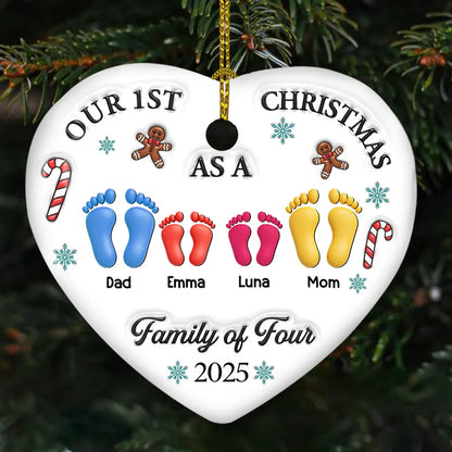 Ceramic Heart Ornament with Family of Three Design, Perfect Christmas Gift for Cherished Moments