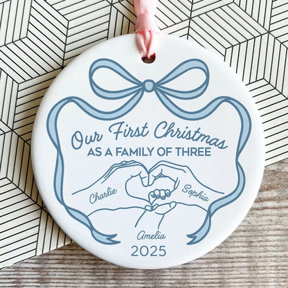 Our First Christmas as a Family of Three Ceramic Ornament, 2025 Family Keepsake