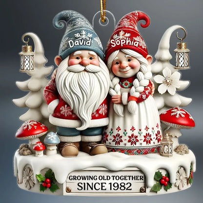 Personalized Christmas Ornament with Elderly Couple, Holiday Gift