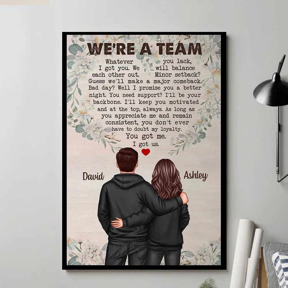 We're a Team Personalized Couple Poster - Perfect Gift for Lovers, Anniversaries, Valentine's Day, and Weddings