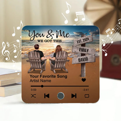 “You & Me, We Got This” Acrylic Music Magnet – Custom Couple Beach Scene – Personalized Gift for Loved Ones