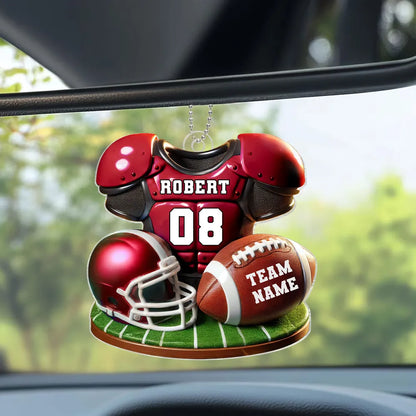 Acrylic Ornament Football Jersey & Helmet, Custom Team Gift for Players and Fans, Tree or Car Mirror, Unique Holiday Decor