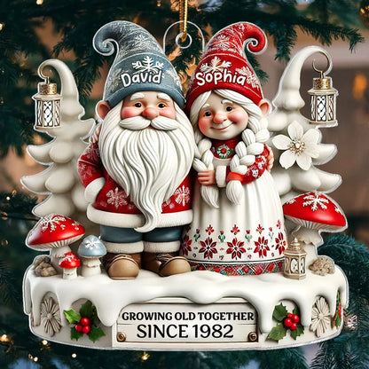 Personalized Christmas Ornament with Elderly Couple, Holiday Gift