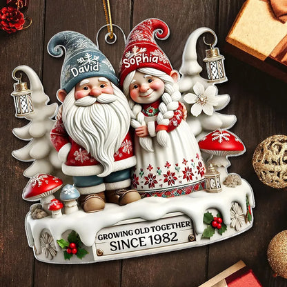 Personalized Christmas Ornament with Elderly Couple, Holiday Gift