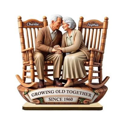Growing Old Together Wooden Plaque – Personalized Anniversary Gift for Couples