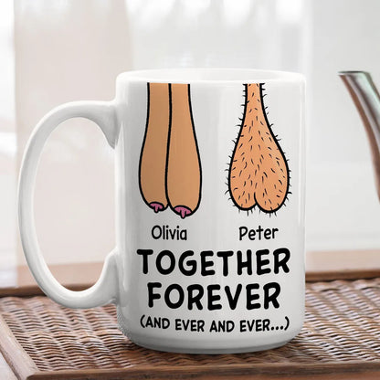 Personalized Ceramic Mug With Funny Together Forever Art, Unique Creative Gift For Couple