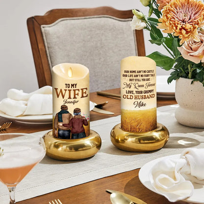 Personalized Flameless LED Candle for Wife, My Queen Forever Couple Art, Unique Gift From Husband