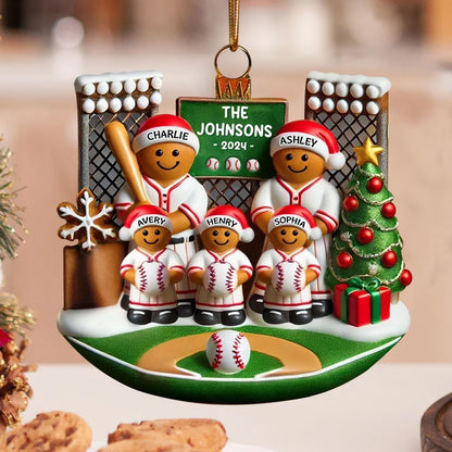 Custom Baseball Family Christmas Ornament - Personalized Holiday Keepsake