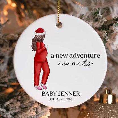 Personalized Ceramic Ornament for Mom-to-Be Christmas Keepsake