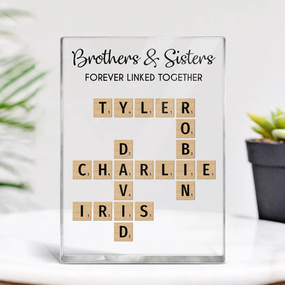 Personalized Acrylic Plaque with Brothers & Sisters Design