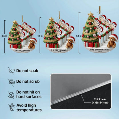 Acrylic Ornament Custom Family Staircase Scene, Santa Hats & Gifts, Cute Festive Decor, a Creative Gift for the Whole Family