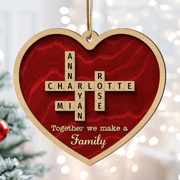 Personalized Double-Layer Wooden Heart Family Names Ornament – Perfect Gift for Cherished Family Memories