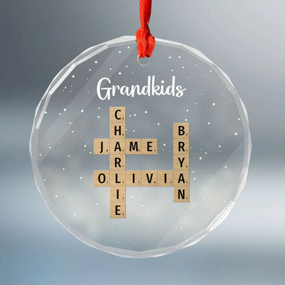 Personalized Grandkids Ornament - Custom Name Cross Plaque - Perfect Gift for Grandparents, Holiday Decor Keepsake