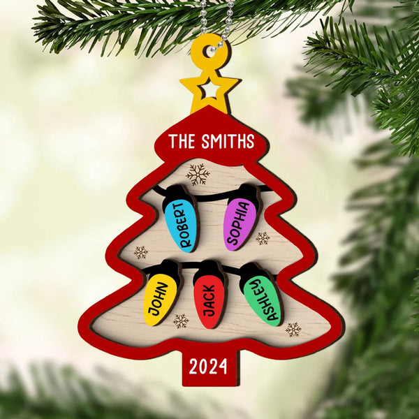 Personalized Christmas Tree Ornament Plaque - Custom Family Names Holiday Decor Gift for 2024