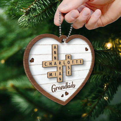 Personalized Grandkids 2-Layer Wooden Ornament - Heartfelt Family Keepsake for Grandparents