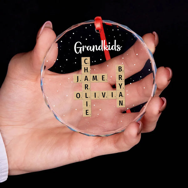 Personalized Grandkids Ornament - Custom Name Cross Plaque - Perfect Gift for Grandparents, Holiday Decor Keepsake