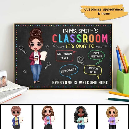 In Teacher's Classroom - It's Okay To Make Mistakes - Personalized Poster, Plaque, Sign, and Stationery Gift Set