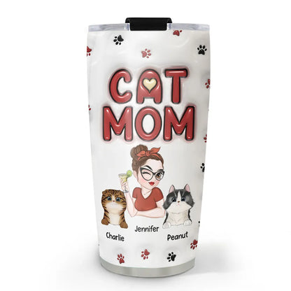 Insulated Travel Tumbler with Cat Mom Illustration, A Fun and Heartwarming Gift for Pet Lovers
