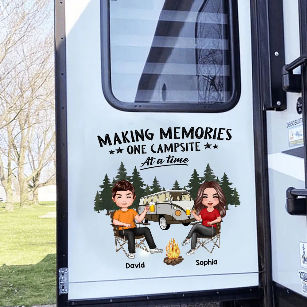 Personalized Camping Couple Sitting Sticker Decal for RV or Camper - M ...
