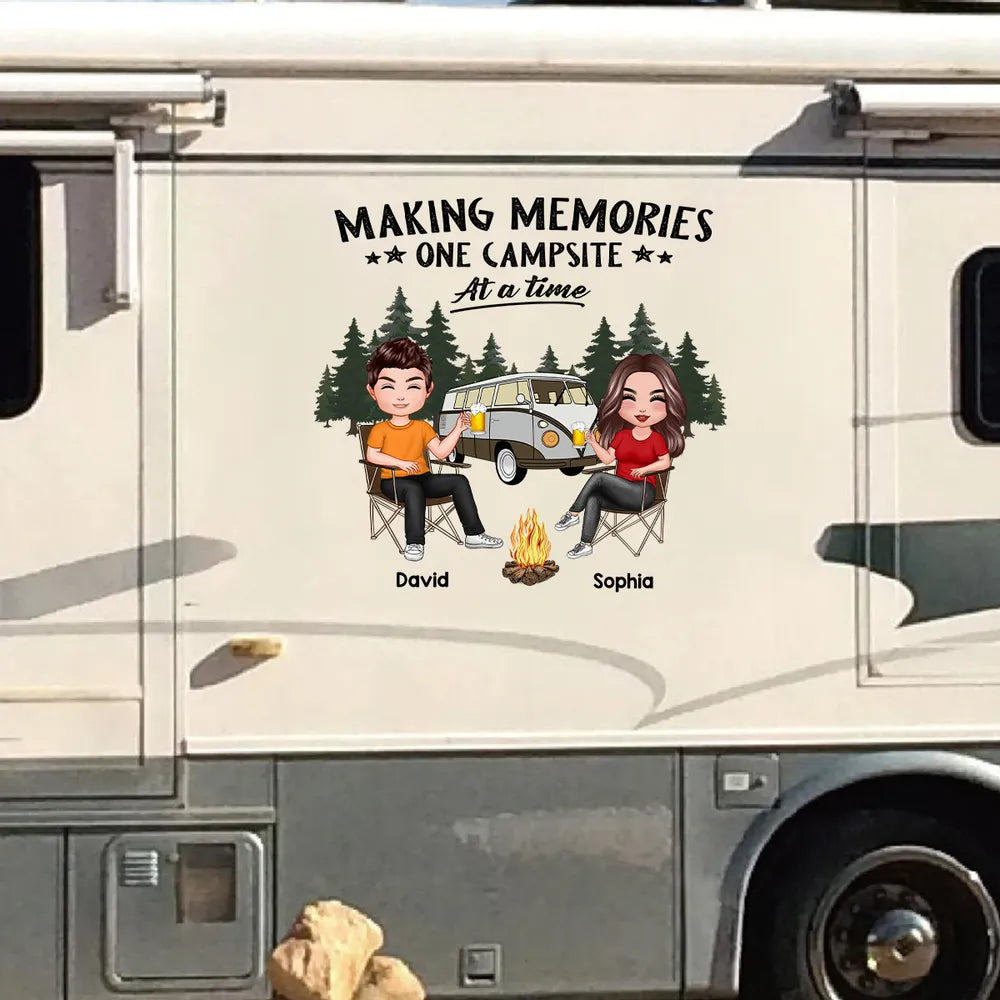 Personalized Camping Couple Sitting Sticker Decal for RV or Camper - M ...