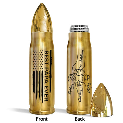 “Best Papa Ever” Bullet Tumbler – Personalized Fist-Bump Names, Father’s Day Gift
