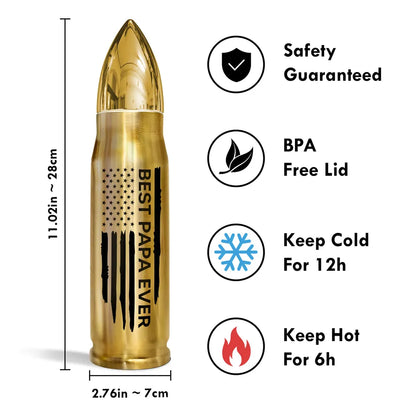 “Best Papa Ever” Bullet Tumbler – Personalized Fist-Bump Names, Father’s Day Gift