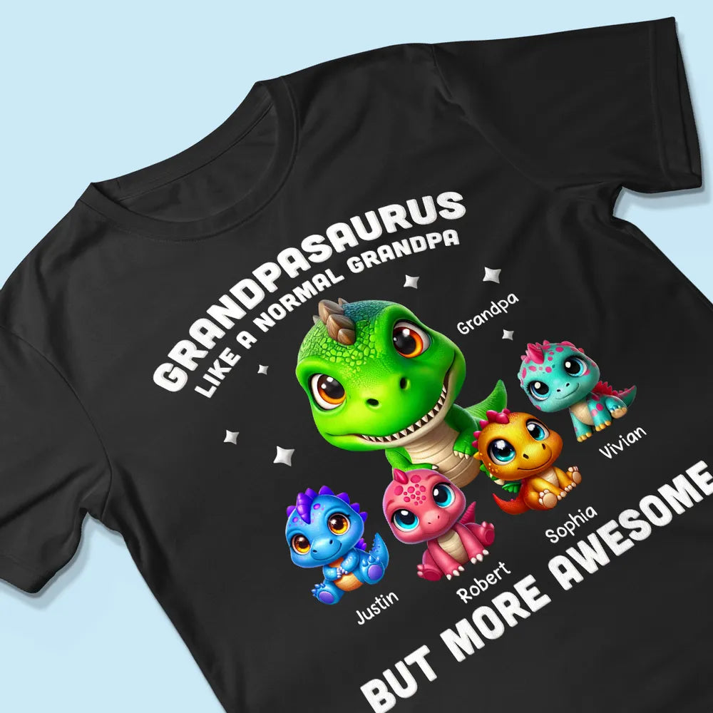 Personalized Grandpasaurus Classic Tee With Cute Dinosaur Characters, Funny Grandpa Gift For Father's Day