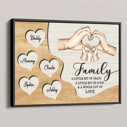 Family A Whole Lot of Love Personalized Poster, Hand-Drawn Hands & Hearts Wall Art, Meaningful Birthday or Housewarming Gift
