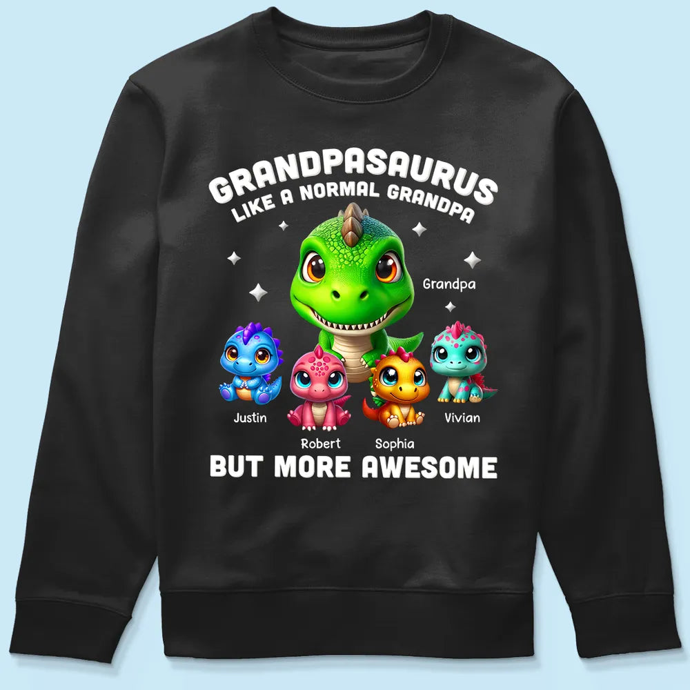 Personalized Grandpasaurus Classic Tee With Cute Dinosaur Characters, Funny Grandpa Gift For Father's Day