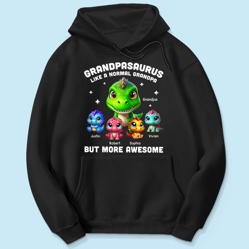 Personalized Grandpasaurus Classic Tee With Cute Dinosaur Characters, Funny Grandpa Gift For Father's Day