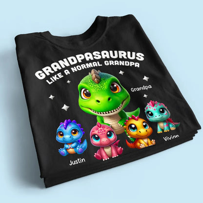 Personalized Grandpasaurus Classic Tee With Cute Dinosaur Characters, Funny Grandpa Gift For Father's Day
