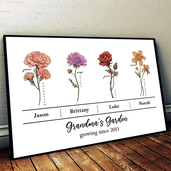 Grandma's Garden - A Bond That Can't Be Broken, Custom Family Poster, Perfect Gift for Moms, Grandmothers, and Families - Personalized Design Poster for Any Special Occasion!