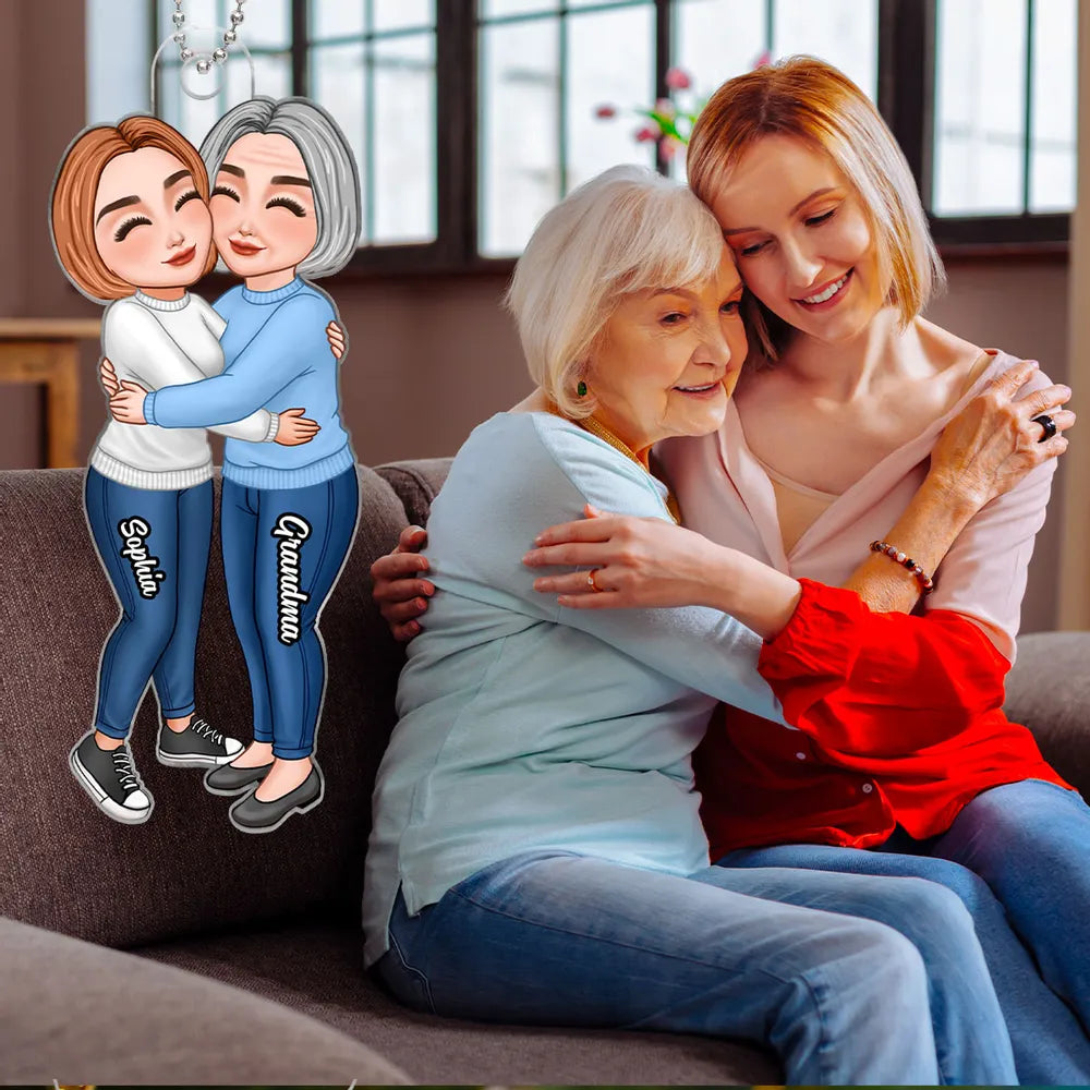 Heartwarming Grandma and Grandkid Acrylic Ornament, Personalized Design, Perfect Family Gift