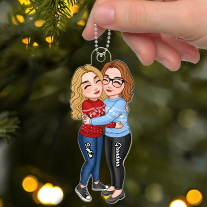 Heartwarming Grandma and Grandkid Acrylic Ornament, Personalized Design, Perfect Family Gift