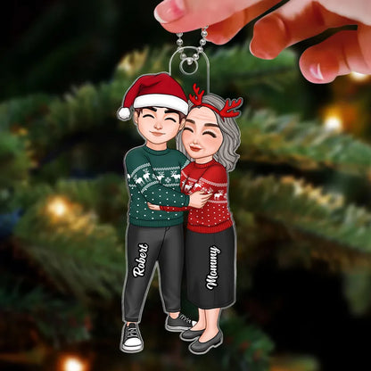 Heartwarming Grandma and Grandkid Acrylic Ornament, Personalized Design, Perfect Family Gift