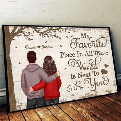 Acrylic Music Magnet with Hugging Couple Artwork – My Favorite Place Is Next To You – Romantic Keepsake, Unique Gift for Couples