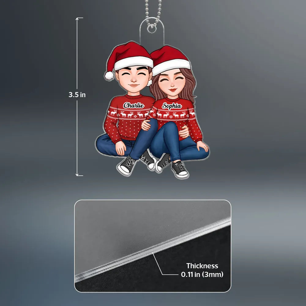 Snuggling Couple Acrylic Car Hanger – Romantic Anniversary Keepsake