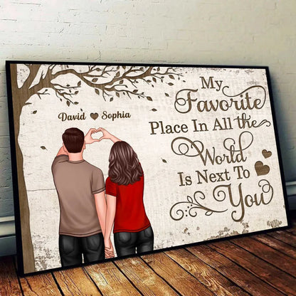 Custom Couple Poster - "My Favorite Place is Next to You" | Perfect Romantic Gift for Couples