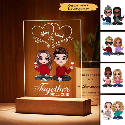 Personalized Couple LED Acrylic Night Light - Custom Romantic Gift for Him & Her, Anniversary, Valentine's Day Decor