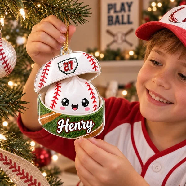 Personalized Acrylic Ornament, Cheerful Soccer Ball in a Gift Box, Creative Gift for Kids and Soccer Players