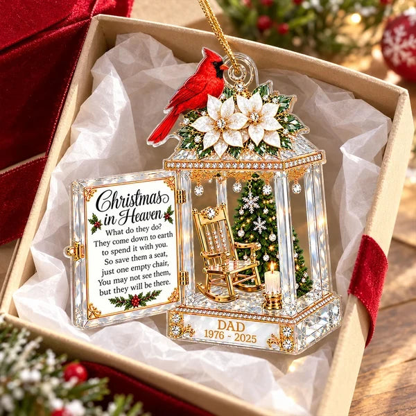 Christmas in Heaven Acrylic Ornament with Empty Chair, Personalized Creative Remembrance Gift for Family