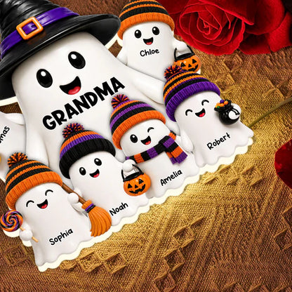 Personalized Acrylic Light Box, Grandma Ghost Family Halloween Decor, Unique Gift for Grandma