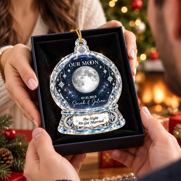 Our Moon Personalized Acrylic Ornament, Starry Christmas Tree Keepsake, Creative Gift for a Couple