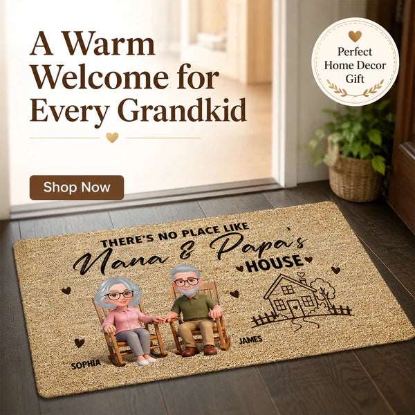 There's No Place Like Grandparents' House Standard Doormat, Personalized Creative Gift for Family