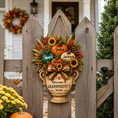 Personalized Wooden Sign, Welcome to Grandparents' House Fall Decor, Creative Gift for Grandma & Grandpa