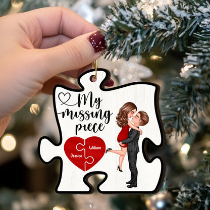 A Beautiful Expression of Deep Affection, Perfect for Gifting - 'My Missing Piece' Personalized Puzzle Heart 2-Layer Ornament- Romantic Valentine's & Anniversary Gift for Couples